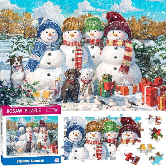 100 Piece Puzzles for Kids Ages 4-6 6-8 8-10, Christmas Snowman Jigsaw Puzzles Kids Puzzles 4-6 3-5, Children Educational Puzzles for Kids Ages 4-8, Gifts Christmas Stocking Stuffers for Kids Adults