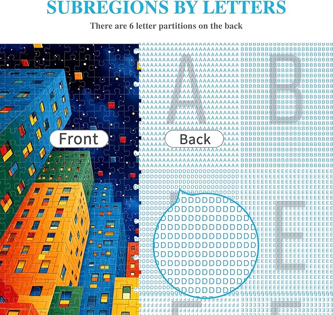 ALL4JIG Geometric City Fun Jigsaw Puzzles for Adults and Kids, 500 Pieces, 20.47" x 14.96", Christmas Secret Santa Gift, White Elephant Gifts, Number Partitioned for Easy Solving