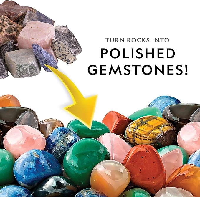 National Geographic Rock Tumbler Refill Kit – 3 lbs. of Rough Gemstones and Rocks for Tumbling Including Amethyst and Quartz – Rock Tumbler Supplies Include Rock Tumbler Grit and Jewelry Accessories
