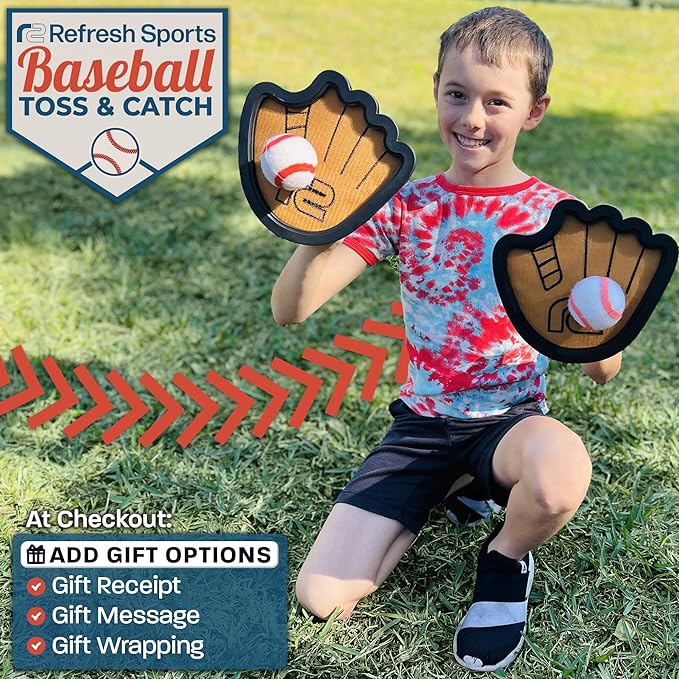 Toss and Catch Ball Game Set - Easy to Use Sticky Balls & Beginner Baseball Training Glove - Premium Toy Paddle Fits All Hand Sizes From Toddlers to Teens & Adults - Fun Gift Idea for Boys and Girls
