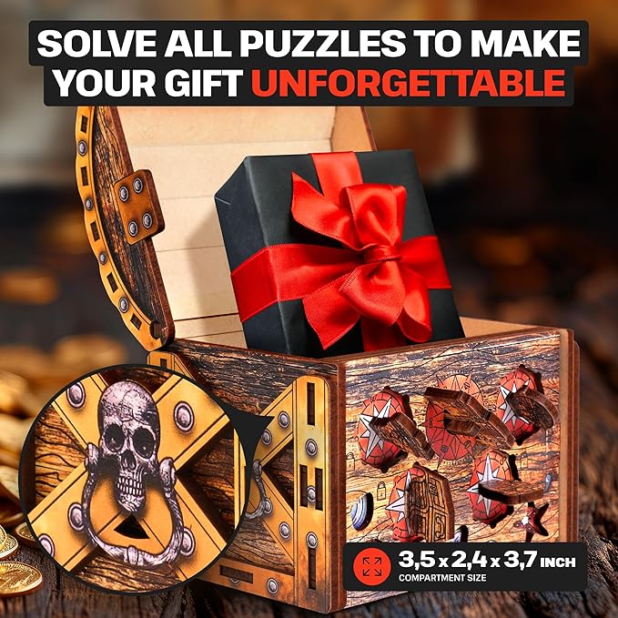 ESC WELT Art Pirate's Treasure Chest Puzzle Box - Escape Room in a Box - Nautical-Themed Brainteaser - 3D Puzzle Game for Adults & Kids - Unique Wooden Puzzle Box - Perfect for Family Fun and Gifts