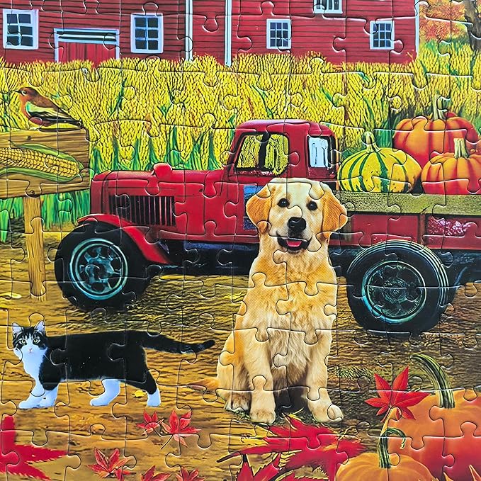 300 Piece Puzzles for Adults Large Piece - Fall Jigsaw Puzzles - Corn Harvest in Autumn