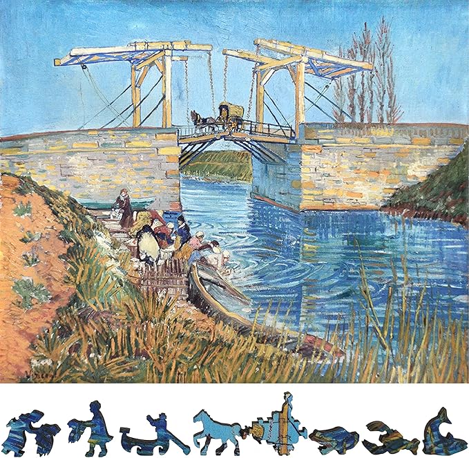 Wooden Puzzle for Adults - Uniquely Shaped Pieces - Made in The USA by FoxSmartBox - 265 Pieces - The Langlois Bridge at Arles