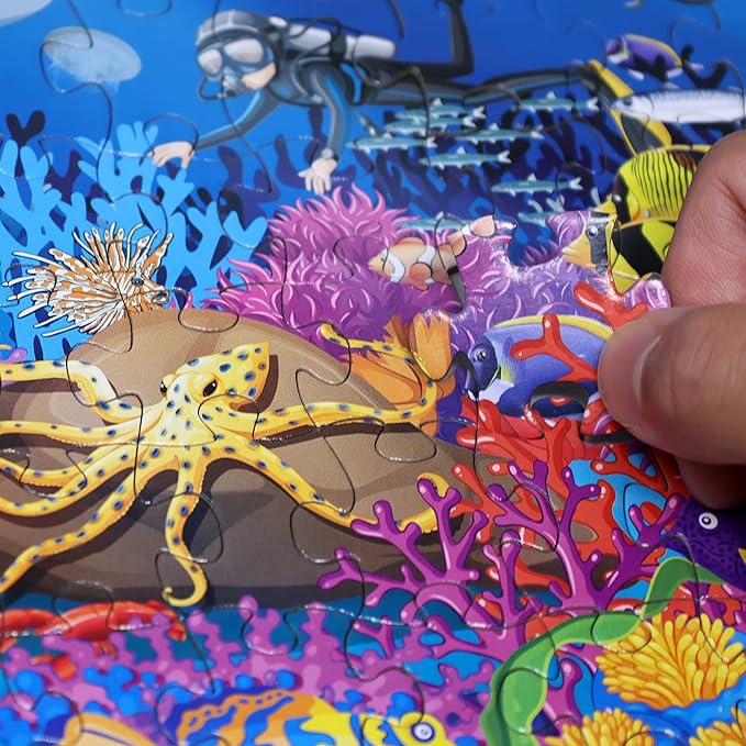 Think2Master Colorful Ocean Life 500 Pieces Large Format Jigsaw Puzzle for Kids 12+, Teens, Adults & Families. Great Gift for stimulating Learning About Coral Reefs. Size: 26.8” X 18.9”
