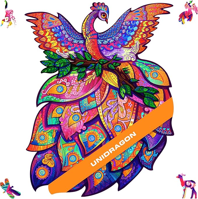 UNIDRAGON Original Wooden Jigsaw Puzzles - Fairy Bird, 297 pcs, King Size 11.6"x15.1", Beautiful Gift Package, Unique Shape Best Gift for Adults