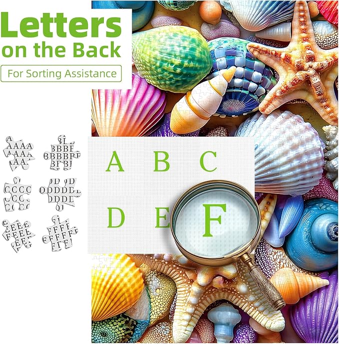 Blueforest 500 Piece Jigsaw Puzzle for Adults - Ocean Seashells & Starfish Theme, Challenging Adult Puzzles with Vibrant Colors, Premium Cardboard Jigsaw Puzzles for Stress Relief & Home Decor
