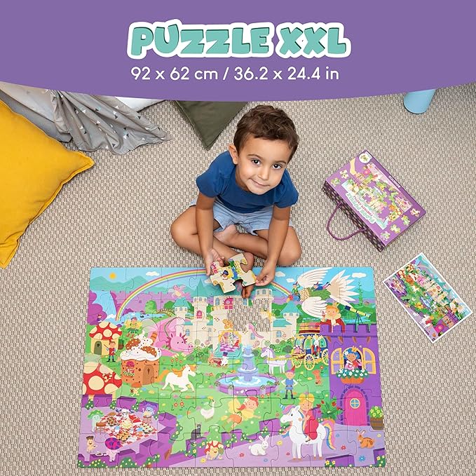 BONNYCO Giant Floor Puzzles for Kids of Fantasy Castle with 48 Large Pieces. Jumbo Puzzle 36.2 x 24.4 in, Gifts for Girls and Boys, Educational Kids Toys Ages 2-8