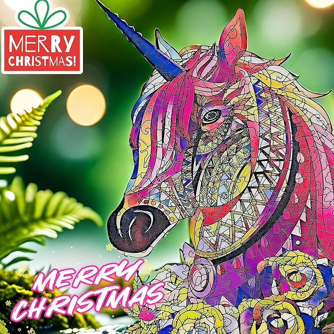 Wooden Jigsaw Puzzle for Adults,Unique Unicorn Animals Shaped Magic Jigsaw Puzzle Pieces Best Gift for Adults,Can be Used as a Cool Mouse Pad,157pcs,(11×7.5 inches) Large…