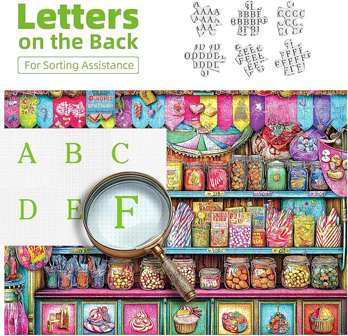 Blueforest Candy Shop 500 Piece Puzzles for Adults - Vibrant Sweets Store Jigsaw Puzzle, Nostalgic Candy Jar Decor & Challenging Family Activity (23"x15")