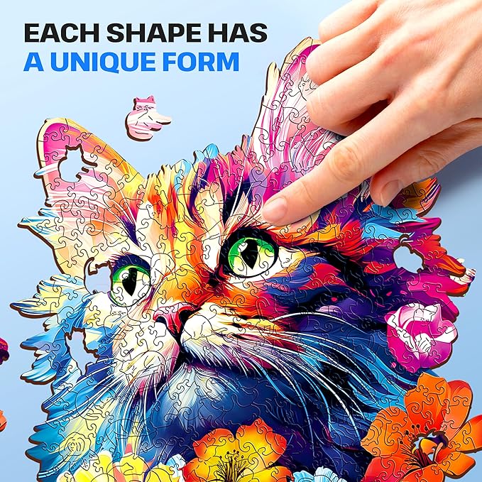ESC WELT Wooden Cat Puzzle 500 Pieces - Captivating Mind Entertainment for Teens and Adults - Fun and Environmentally Friendly Toy - Challenging Jigsaw Game - Wooden Puzzle