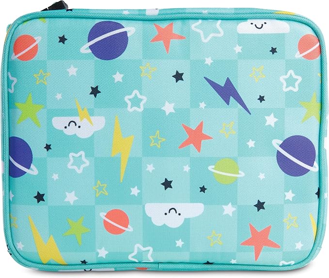 PackIt Freezable Classic Lunch Box, Happy Clouds, Built with ECOFREEZE Technology, Fully Freezable, Collapsible, Reusable, With Zip Front Pocket and Buckle Handle, Designed for Fresh Lunch On the Go
