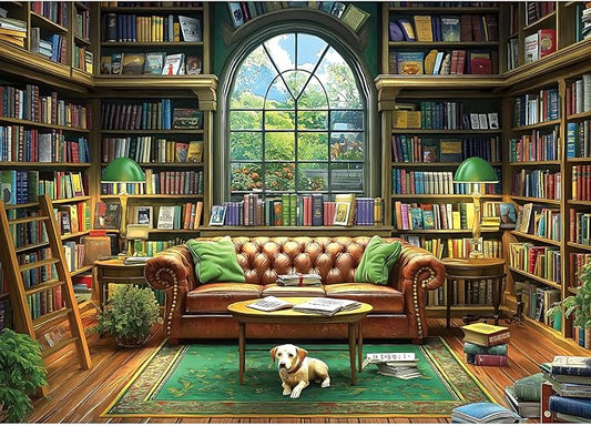 Reading Room 1000 Piece Puzzle for Adults Unique Book Room Puzzles for Adults 1000 Pieces Library Bookshelf Jigsaw Puzzles 1000 Pieces Family Challenging Puzzle (27.5"x19.6")