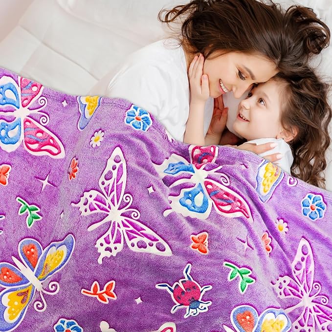 Glow in The Dark Blanket Butterfly Gifts Toys for Girls Women Butterfly Blankets for Birthday Gifts for Kids
