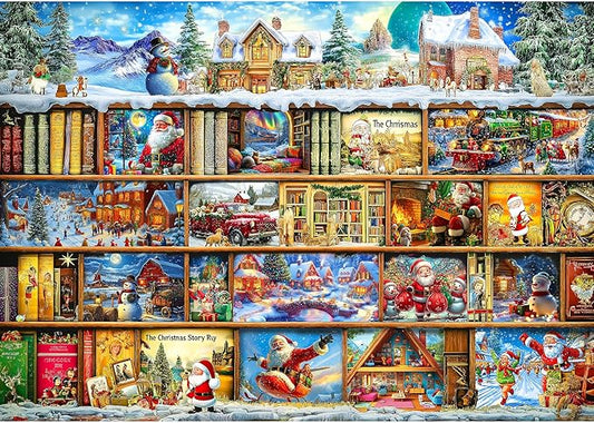 Christmas Jigsaw Puzzles for Adults 1000 Piece Book Library Puzzle for Adults with Letters on Back Challenging Holiday Family Adult Puzzles 1000 Pieces Gifts for Women Men Seniors