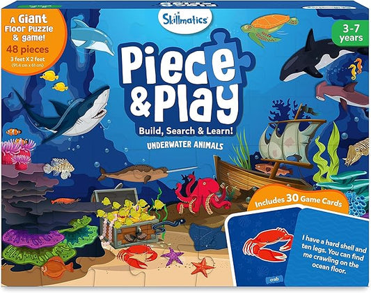 Skillmatics Floor Puzzle & Game - Piece & Play Underwater Animals, Jigsaw & Toddler Puzzles, Educational Toy, Gifts for Boys & Girls Ages 3, 4, 5, 6, 7 (48 Pieces, 2 x 3 feet)
