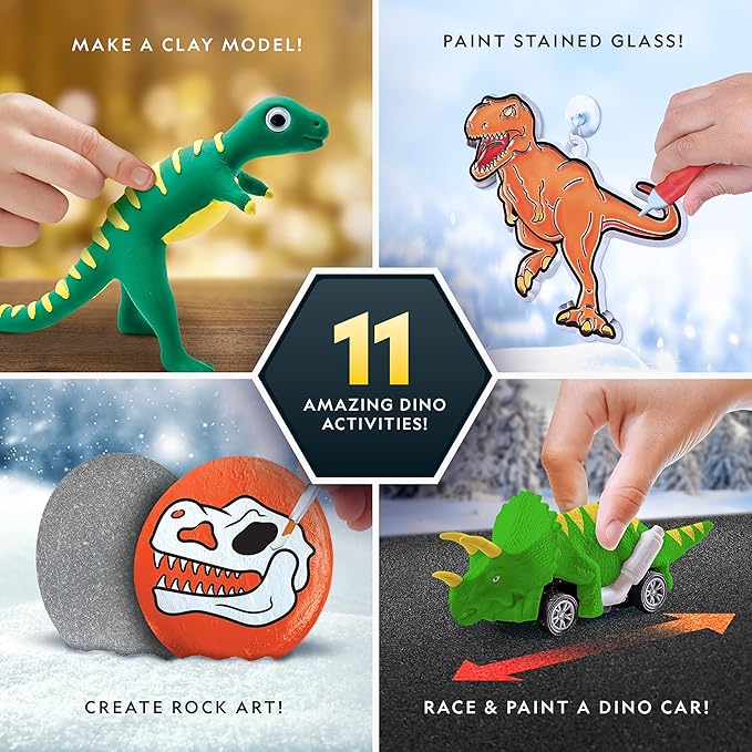 NATIONAL GEOGRAPHIC 2025 Dinosaur Advent Calendar - Christmas Countdown Calendar with 24 Dino Activities & Figures, Paint A Dinosaur Racer, Create a Clay T. Rex, Excavate a Dino Tooth Replica & More