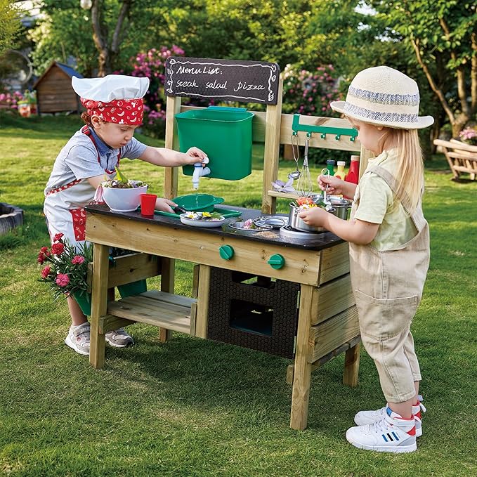 Hape Outdoor Kitchen | Mud Kitchen Wooden Toy Playset with Accessories, for Children Ages 3+ Years