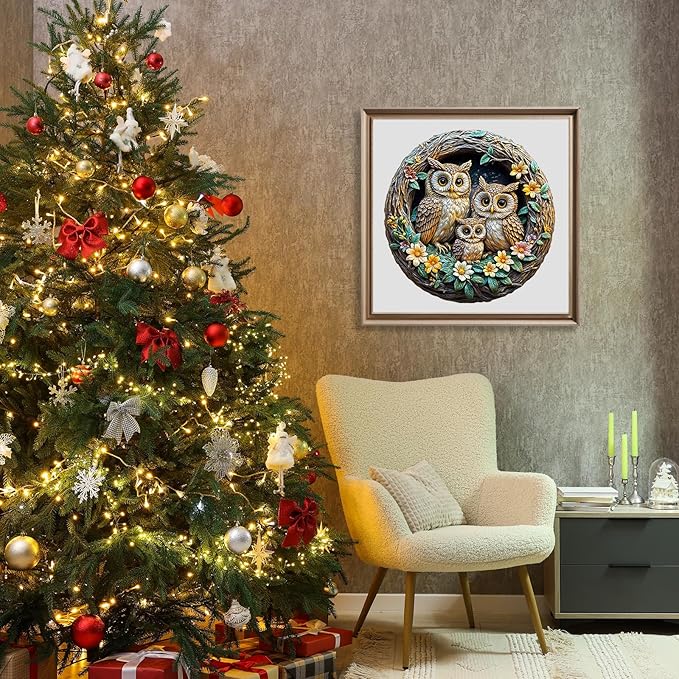 Wooden Puzzles for Adults - Owl Family Wooden Jigsaw Puzzle - Unique Shape 3D Vision Wood Puzzles Adult - Christmas Birthday Gifts for Adults/Friends/Family - 100pcs 8.5 * 8.3in