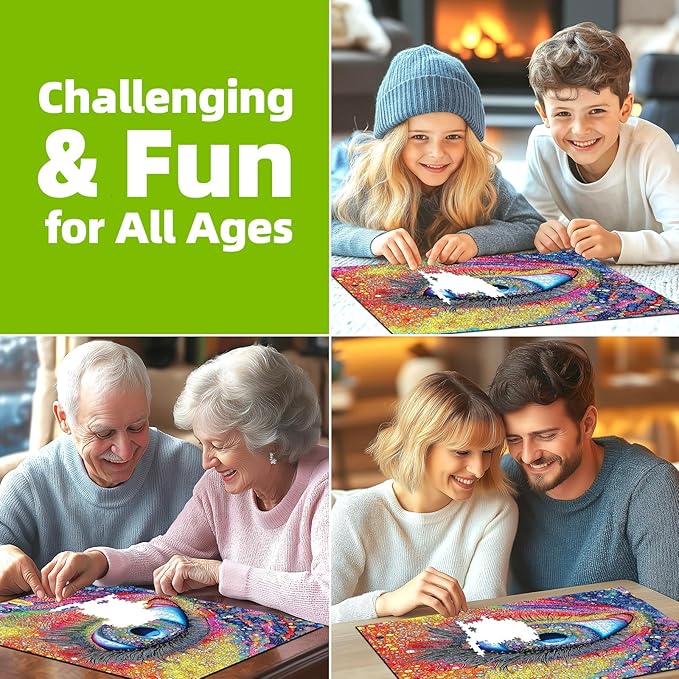 Blueforest 500 Piece Jigsaw Puzzle for Adults - Abstract Rainbow Eye & Crystal Design | Challenging Art Puzzle for Relaxation & Creativity （20x20 Inches）