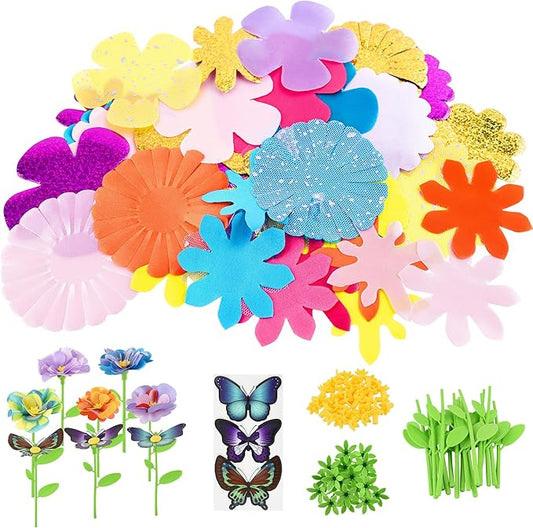 Nicella DIY Fabric Flower Bouquet Toy Accessories (Makes 33 Flowers & 3 Butterflies, 36 Pieces Total)-Creative Flower Market & Arts & Crafts Add-On Kits for Kids