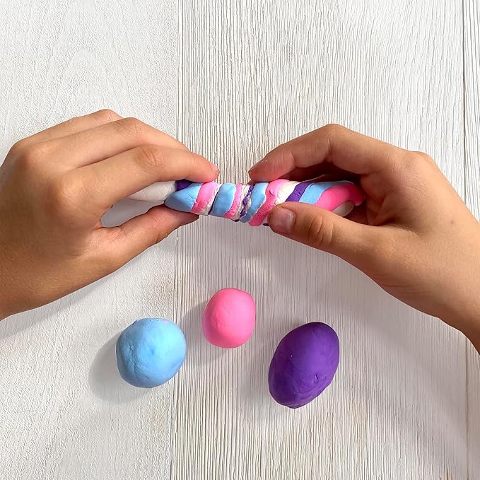 Bright Stripes Wish*Craft Marbled Moon Jewelry – DIY Marbleized Clay Jewelry Kit with Air-Dry Clay Molds, Iridescent Gems, Vibrant Colors, Metal Findings, Versatile String & Resealable Storage Bags