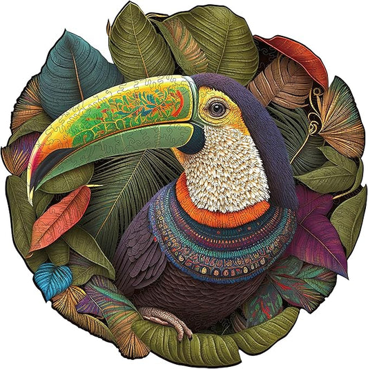 Mys Aurora Wooden Puzzles, Mandala Parrot 200 Piece Jigsaw Puzzles, Unique Shaped Wooden Jigsaw Puzzles for Adults and Kids, Family Game 11.2 x 11.2 Inch