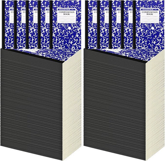 Fainne 100 Pack A5 Composition Notebooks Bulk College Ruled Composition Notebooks Marble Covers Notebook for Student Classroom Office Supplies 30 Sheet/60 Page(Dark Blue)