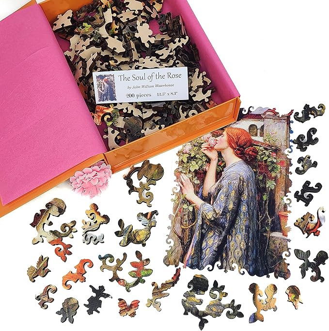 Wooden Puzzle for Adults - Unique Shaped Pieces - Made in The USA by FoxSmartBox - 200 Pieces - The Soul of The Rose