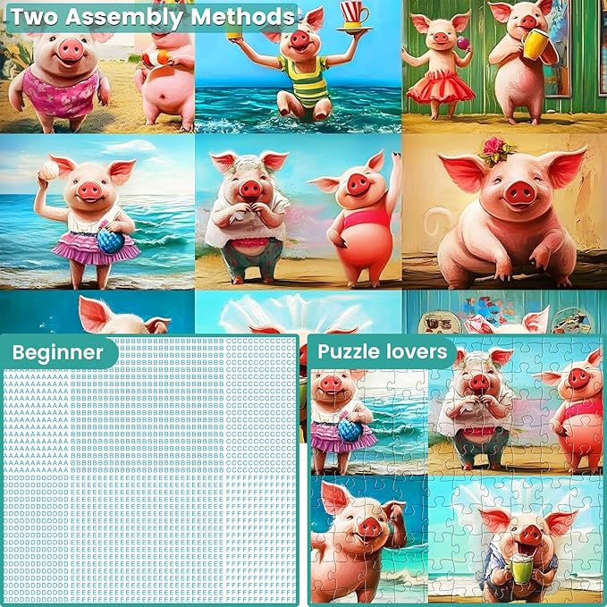 300 Piece Puzzle for Adults,Cute Pig Jigsaw Puzzle 300 Pieces Animals Lover Puzzles for Kids Adult Senior Premium Cardboard Puzzle for Relaxation Tabletop Family Activity Game Night Gifts