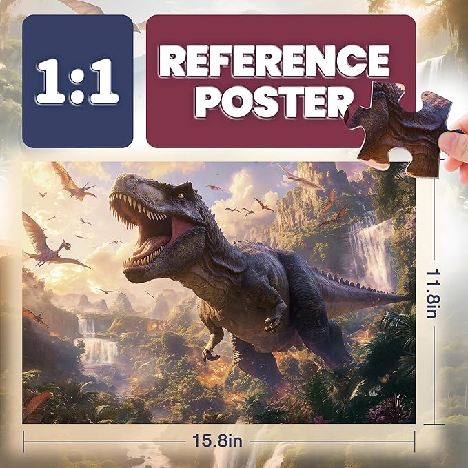 Puzzles for Kids Ages 4-6, Dinosaur Puzzle, Tyrannosaurus Rex Dinosaur Puzzle for Kids Ages 3-5, 48 Piece Puzzles for Kid Jurassic Park, Toddler Puzzles Educational Toys for Boys and Girls