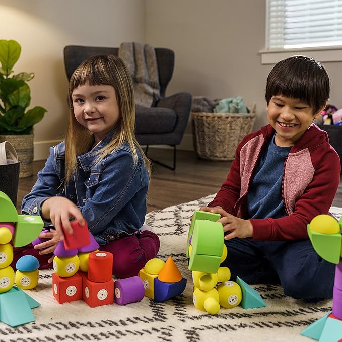 Magnetic Foam Building Blocks - 50-Piece Set, Bath Toys for Toddlers, Preschool Toys, Bathtub Toys, Sensory Toys, Blocks for Toddlers 3-5, Engineering Toys for Kids 3-5, Bath Blocks