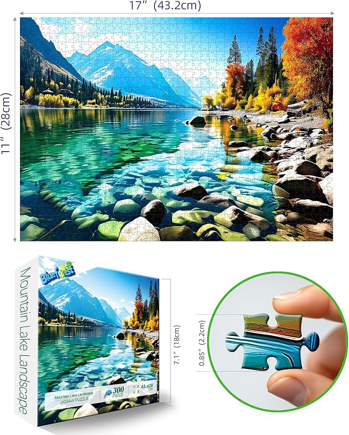 Blueforest 300 Piece Jigsaw Puzzle for Adults - Vibrant Mountain Landscape, Fun & Relaxing Adult Puzzles for Stress Relief 17x11 Inch