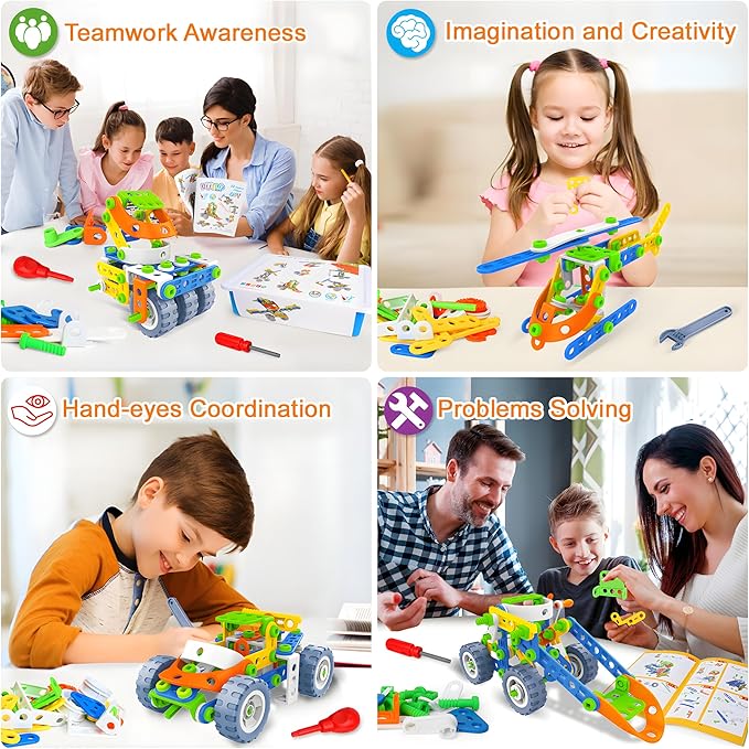 MOONTOY 12 in 1 STEM Toys for 4 5 6 7 8+ Year Old Boy Gifts, 152 PCS Educational Building Toys for Kids Ages 4-8 5-7 8-12, Building Blocks Stem Kits Activities Construction Toy for Boys Birthday Gifts