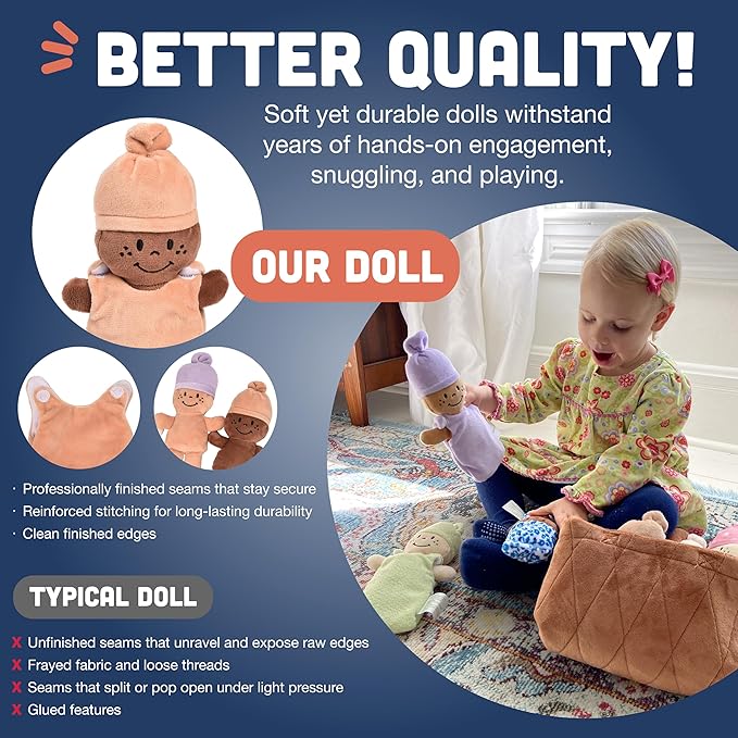 Creative Minds Basket of Babies Soft Baby Dolls, Sensory Toys, Multicultural, Diversity, Inclusion and Social Emotional Learning, Baby Toys for All Ages, Set of 6 Plush Dolls, Multicolor