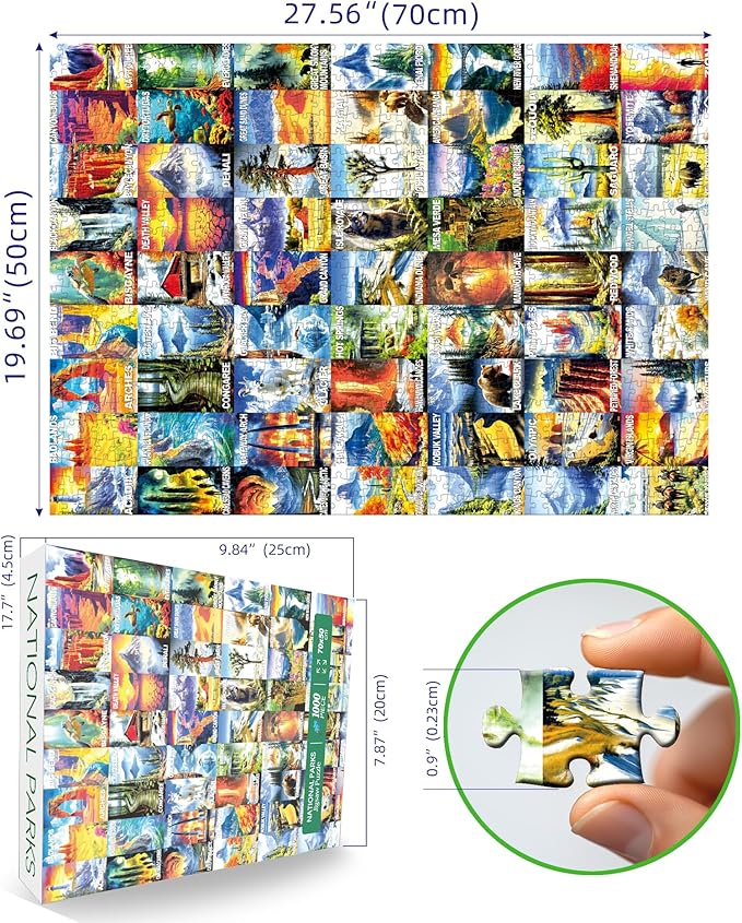 National Parks Puzzles for Adults 1000 Pieces Nature Travel Poster Map Beautiful Landscape Puzzle for Adults Jigsaw Puzzles 1000 Pieces Mountain Scene challenging Family Puzzle (27.5"x19.6")