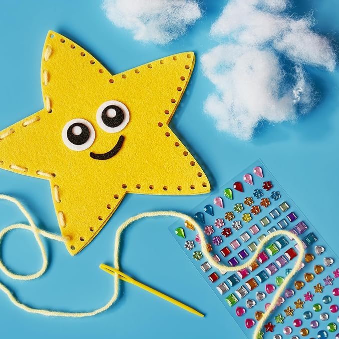 GirlZone Under The Sea Sewing Kit for Kids, Fun and Easy Embroidery Crafts, Make Adorable Sea Creatures Felt Projects, Kids Sewing Crafts for Ages 6 and Up, Includes Pre-Punch Shapes, Cute Patterns