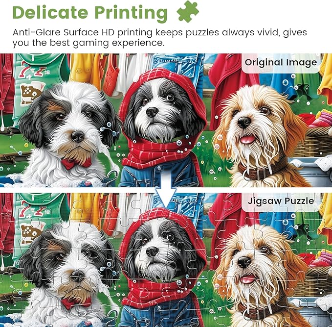 300 Piece Puzzles for Adults,Cute Dogs Jigsaw Puzzle for Adults Kids Seniors,Recycled Cardboard Dogs Large Piece Puzzle 300 Piece,Family Activity Great Gift for Family Friends 20.5 * 15 in