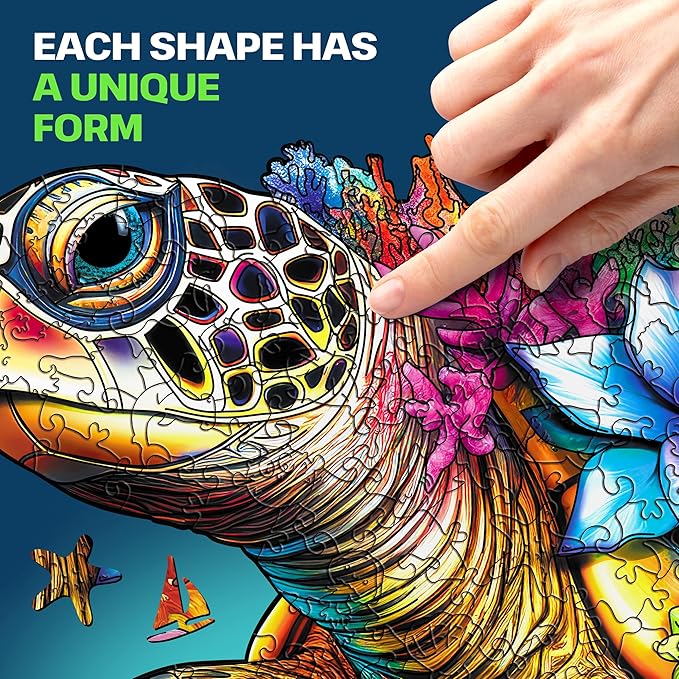ESC WELT Wooden Turtle Puzzle 300 Pieces - Captivating Mind Entertainment for Teens and Adults - Fun and Environmentally Friendly Toy - Challenging Jigsaw Game - Wooden Puzzle