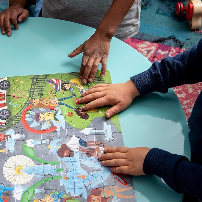 Little Likes Kids - Splash Park Jumbo Puzzle, 48 Pieces, Beginner Jigsaw Floor Puzzle with Multicultural Family Children Preschoolers at Play, Age 4-8