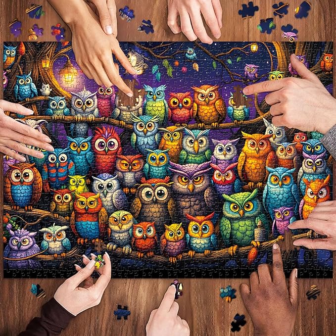Owl Family Puzzles for Adults 1000 Pieces, Jigsaw Puzzles for Adults 1000 Piece, Challenging Game Toys, Impossible Puzzle, Family Decoration Puzzle