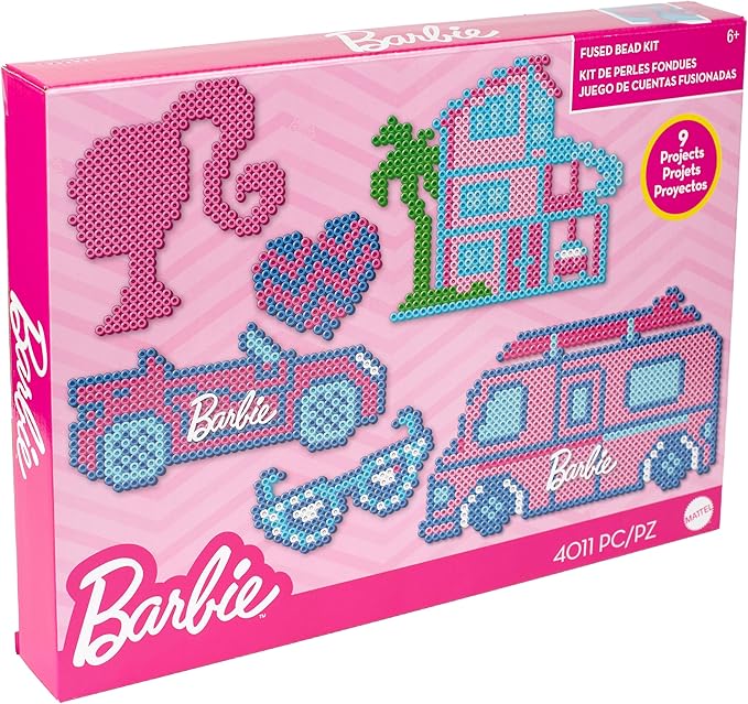 Perler 80-57199 Mattel Barbie Fused Bead Deluxe Activity Kit, 9 Unique Patterns, Multicolor, 4011 Pieces