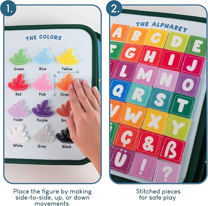 BONNYCO Busy Board for 1 Year Old Animals Montessori Busy Book for Toddlers 1-3 2-4, Felt Quiet Book Baby, Montessori Toys, Toddler Learning Toys Travel Airplane Car | Educational Activity Board