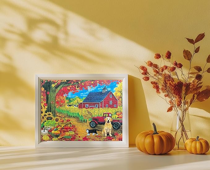 300 Piece Puzzles for Adults Large Piece - Fall Jigsaw Puzzles - Corn Harvest in Autumn