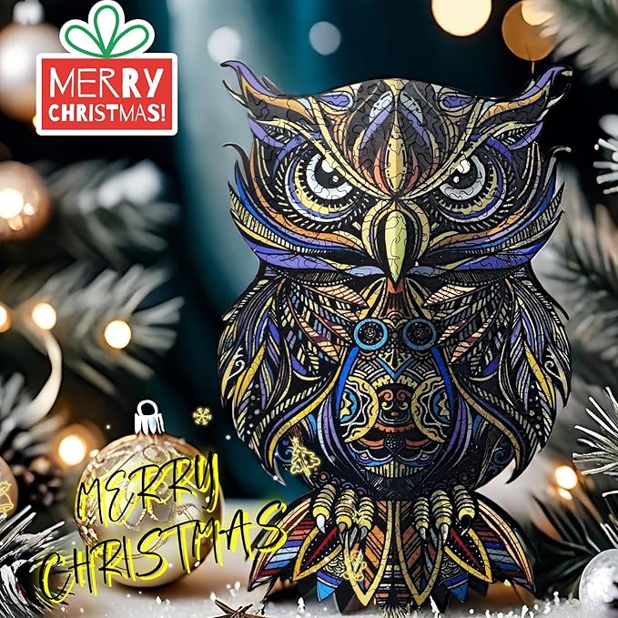 Wooden Jigsaw Puzzle for Adults,Owl Animals Shaped Magic Puzzle Pieces Best Gift for Adults,Can be Used as a Cool Mouse Pad,212pcs,(16.14 * 10.43 inches)