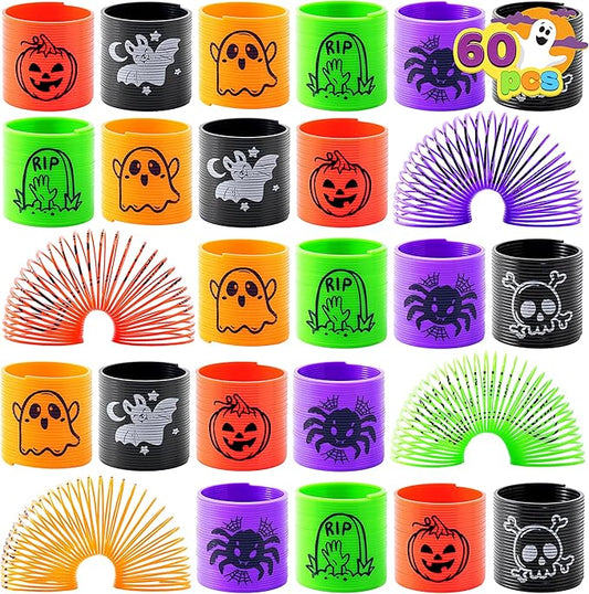 JOYIN 60 PCS Halloween Coil Spring for Kids, Mini Magic Springs Toys, Fidget Stress Coils Toy for Halloween Party Favors, Trick or Treat Bags Stuffers, Classroom Exchange, Carnival Game Prizes