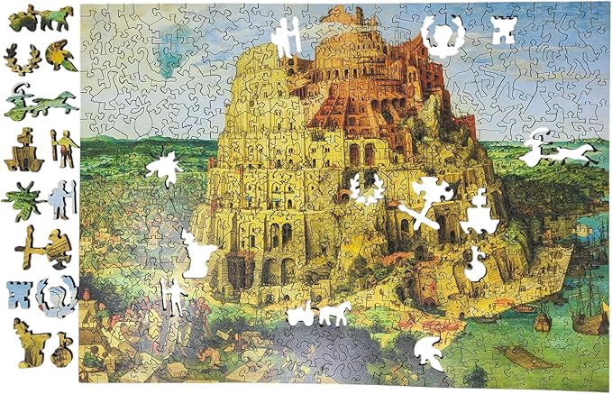 Wooden Puzzle for Adults - Uniquely Shaped Pieces - Made in The USA by FoxSmartBox - 420 Pieces - The Tower of Babel