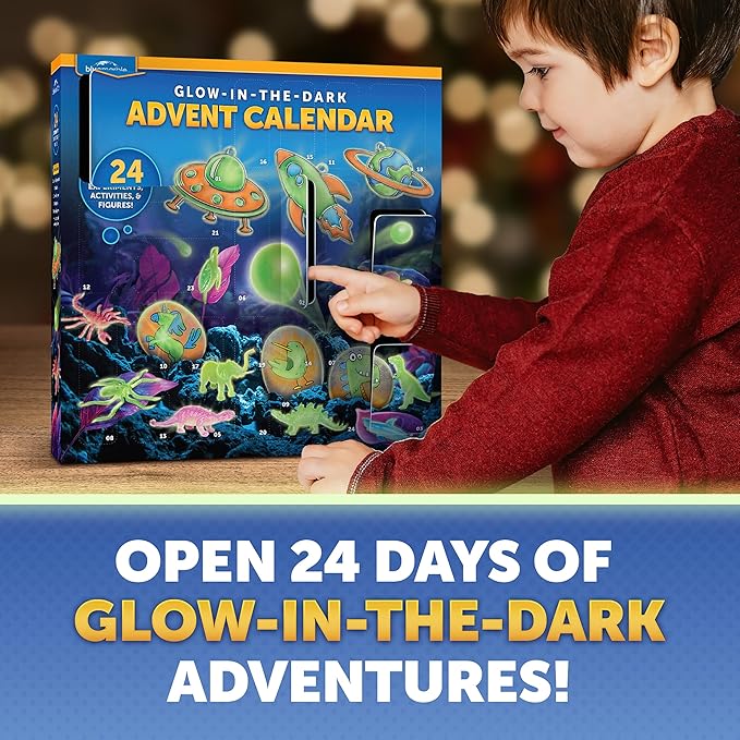 Blue Marble Glow In The Dark Advent Calendar 2025 – Christmas Countdown Calendar with 24 Science Activities, Experiments & Animal Figures | Fun & Educational Kids Advent Calendar