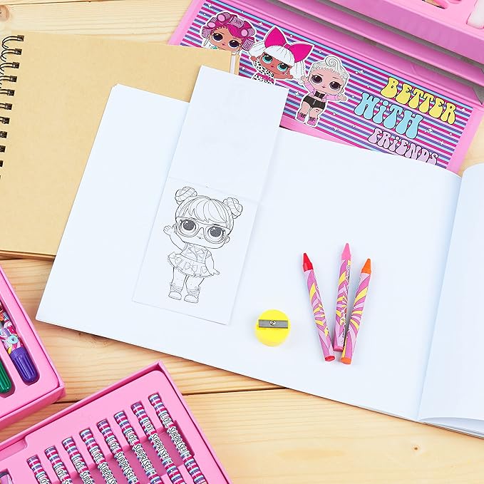 L.O.L. Surprise! Colored Pencils Art Supplies Kids Drawing Kit School Supplies Painting Kit Girls Drawing Pencils Art Kit Travel Case with Crayons Arts and Crafts for Kids 4-12 (Multicolor)