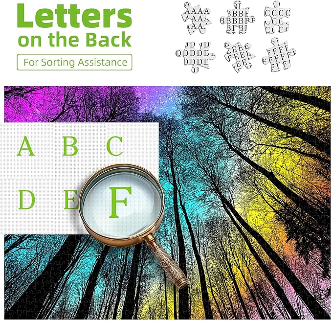 Blueforest 1000 Piece Puzzle for Adults - Starry Night Forest Gradient Magic Landscape | Challenging Wall Art Jigsaw with Poster, 27.5x19.7 Inch