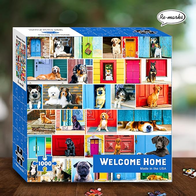 Re-marks Welcome Home Dog-Themed 500-Piece Jigsaw Puzzle for All Ages